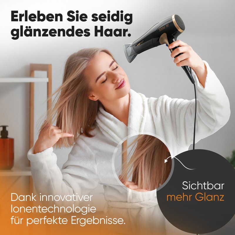CLATRONIC haardroger HT 3661, 2200 W, ionisering, zwart/koper